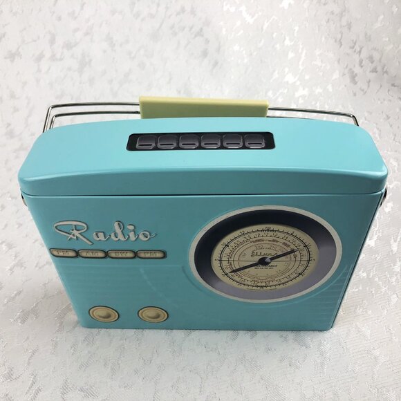 Homegoods Collectible Radio Tin / Retro Sky-Blue “Radio” Lunch Box or Décor - Picture 7 of 14